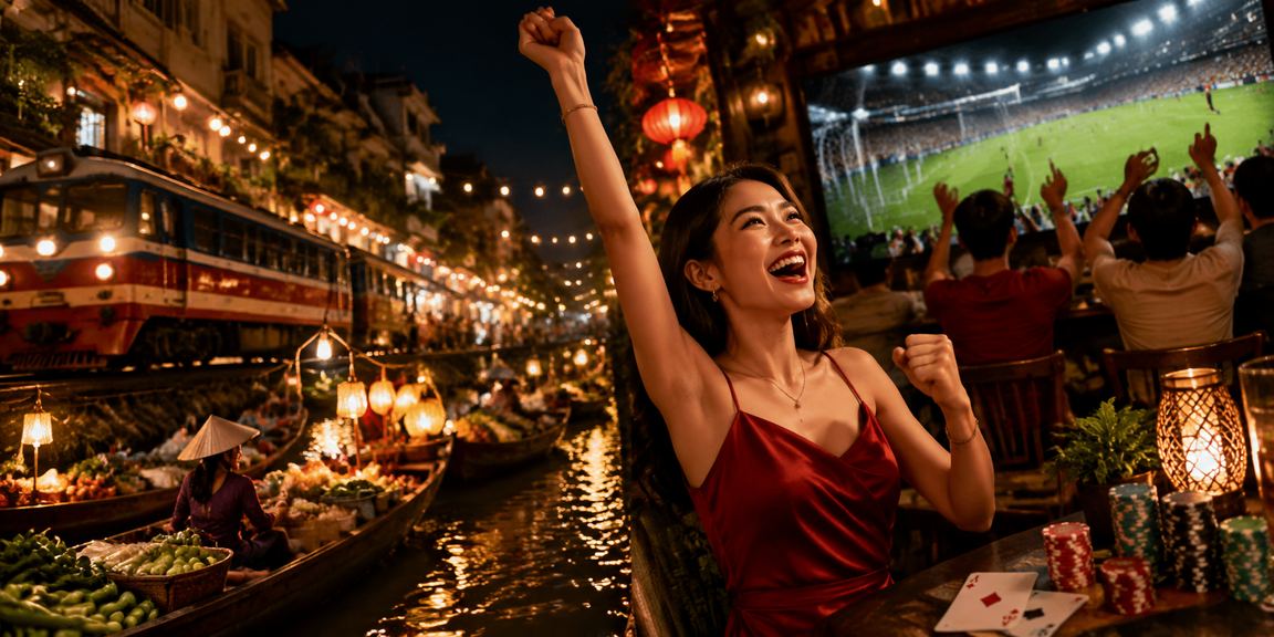 Cảnh neon Hà Nội lung linh với không khí giải trí casino về đêm